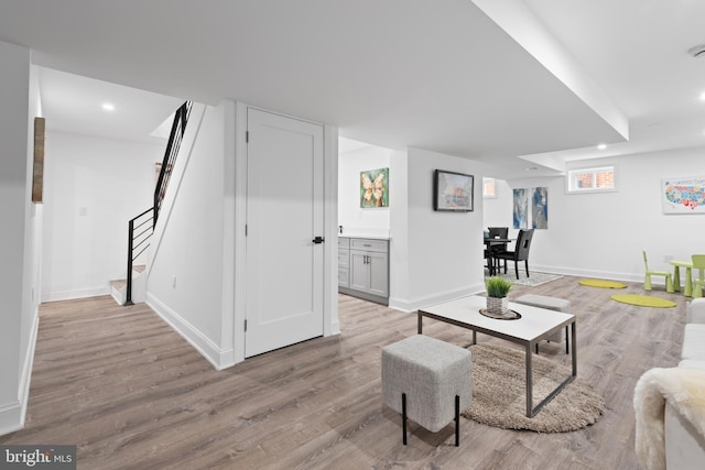 living room featuring light hardwood / wood-style floors