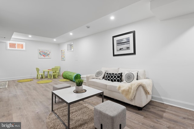 living room with wood-type flooring