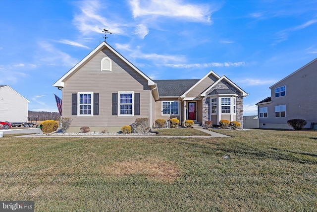 view of front of property with a front lawn