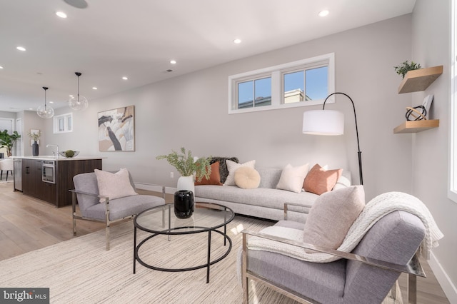 living room featuring light hardwood / wood-style floors