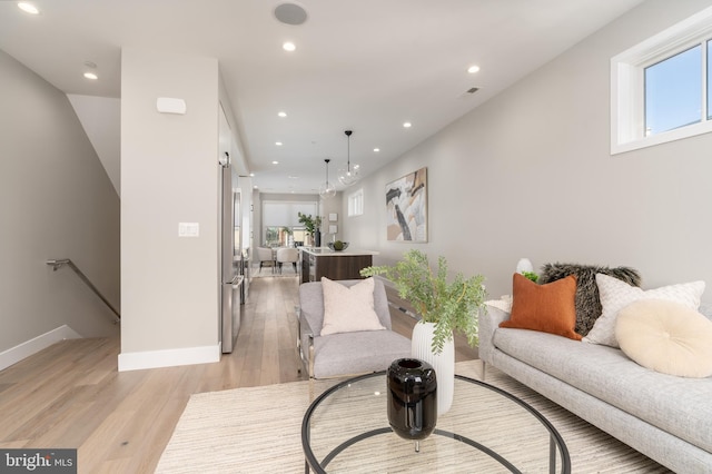 living room featuring light hardwood / wood-style flooring