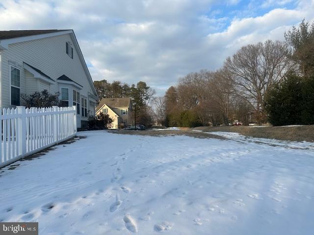 view of yard covered in snow