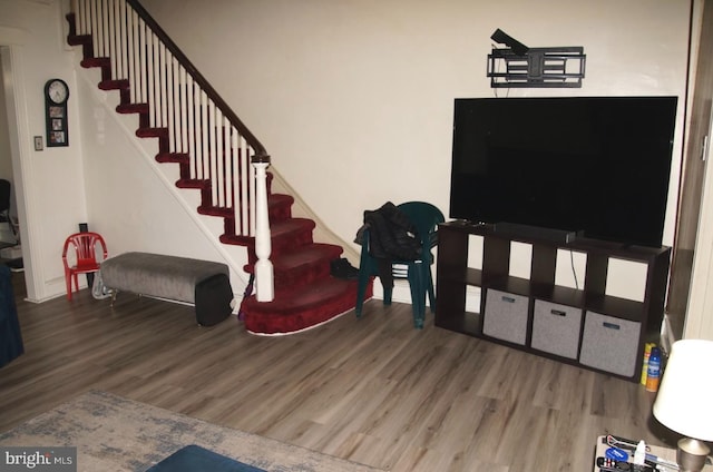 living room with hardwood / wood-style floors