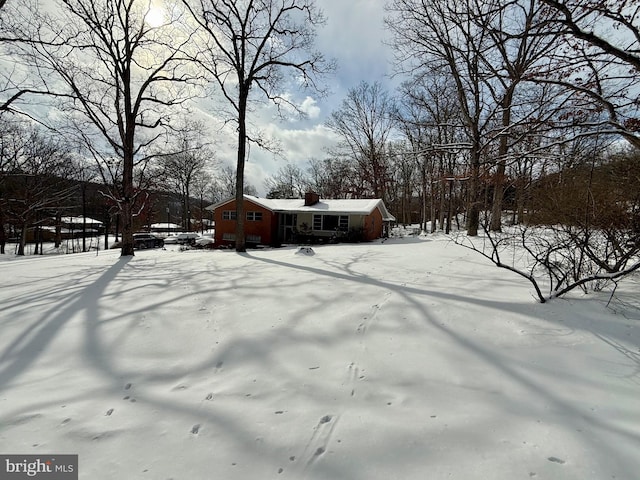 view of yard layered in snow