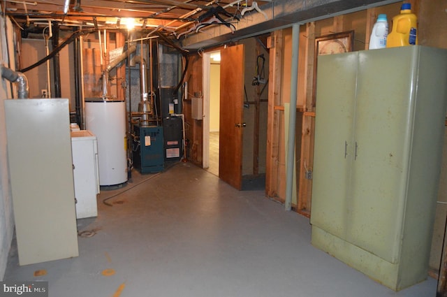 basement with water heater