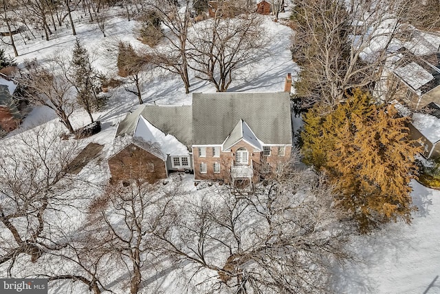 view of snowy aerial view