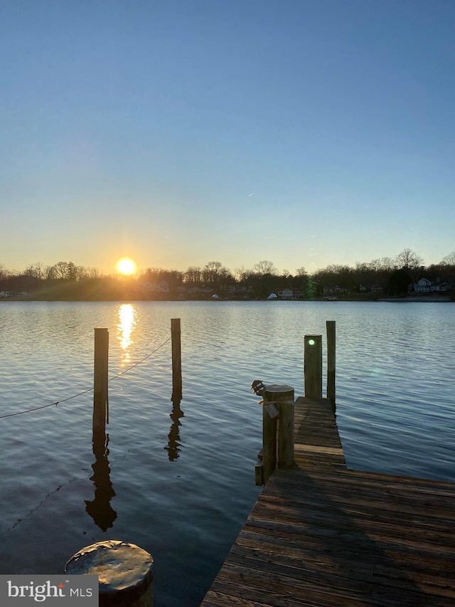 view of dock featuring a water view