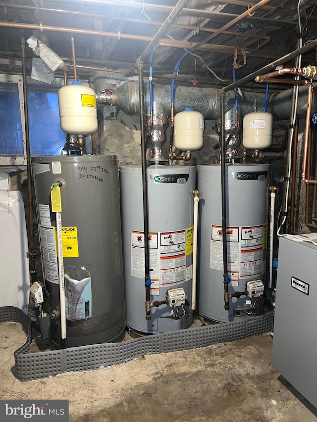 utility room featuring gas water heater