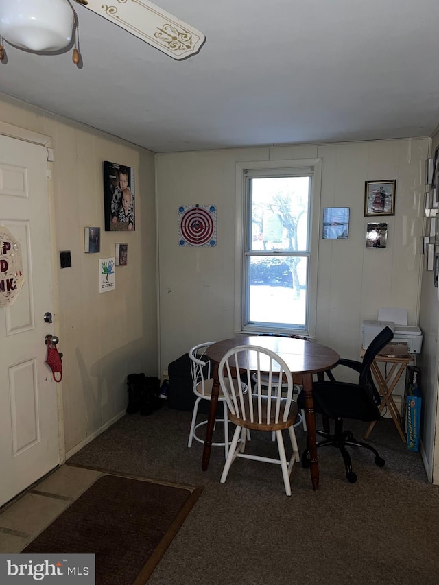 dining area with carpet flooring