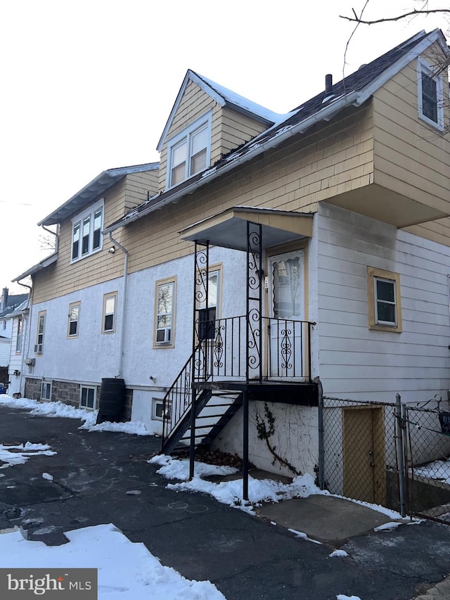 view of snow covered exterior