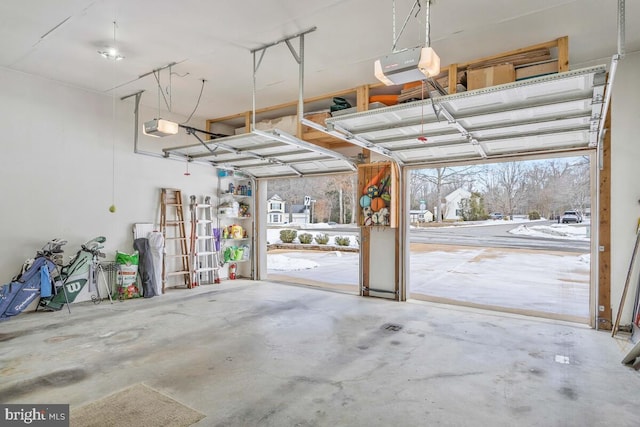 garage with a garage door opener