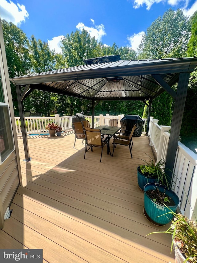 deck featuring a gazebo