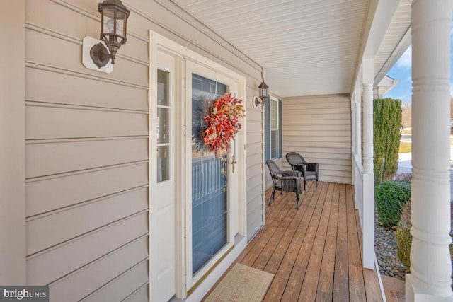 deck with covered porch