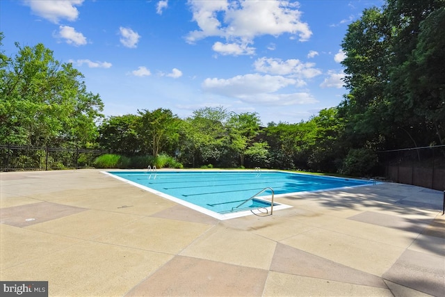 view of swimming pool with a patio