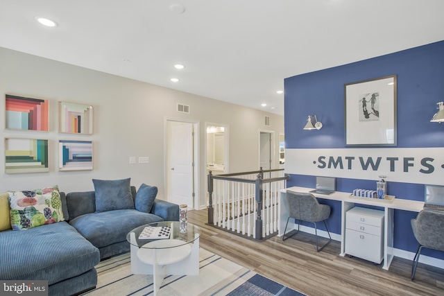 living room with hardwood / wood-style floors