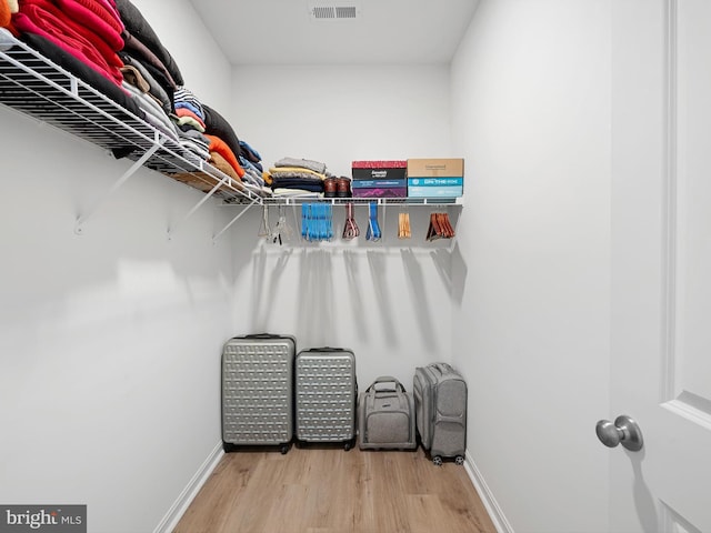 spacious closet with hardwood / wood-style flooring