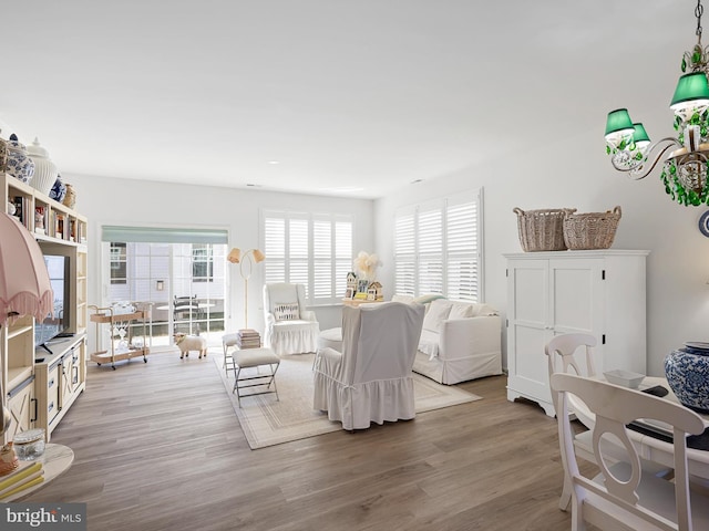 living room featuring light hardwood / wood-style flooring