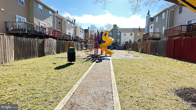 view of yard with a playground