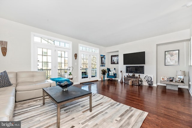 living room with wood-type flooring