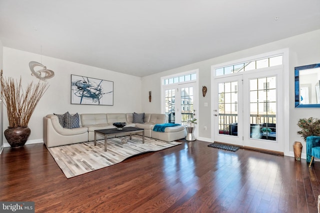 living room featuring wood-type flooring