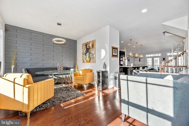 living room with wood-type flooring