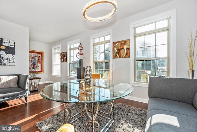 dining space featuring hardwood / wood-style flooring