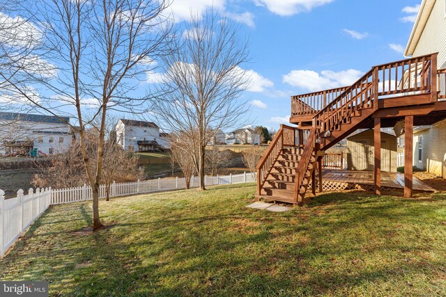 view of yard featuring a deck