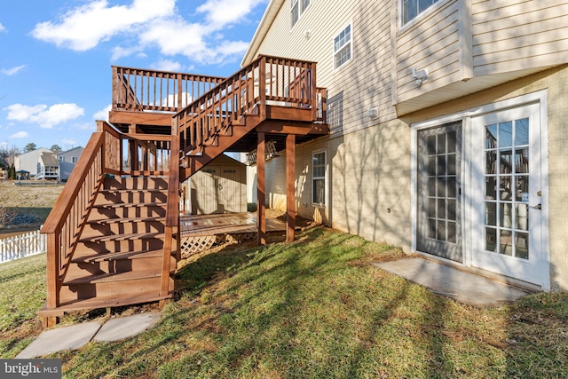 view of yard featuring a wooden deck