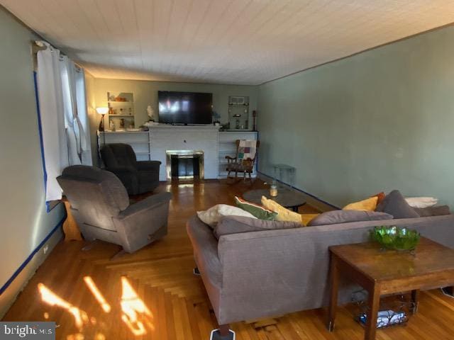 living room featuring light wood-type flooring