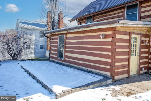 view of snow covered exterior