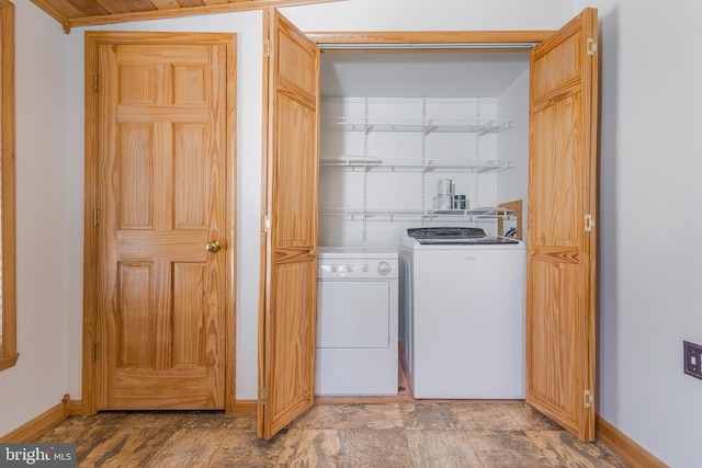 clothes washing area featuring washer and clothes dryer