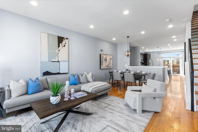 living room featuring light hardwood / wood-style flooring