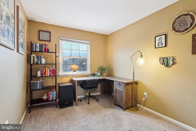 view of carpeted office space