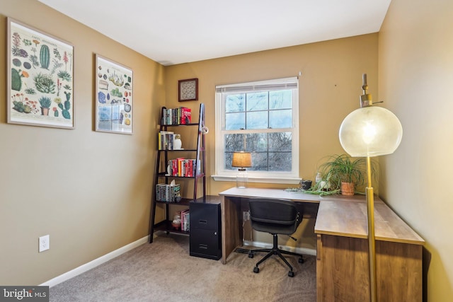 view of carpeted home office