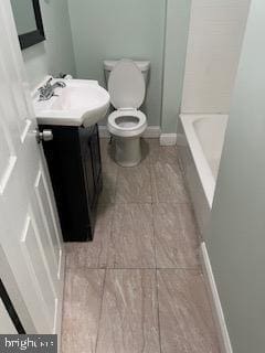 full bathroom with vanity, toilet, and shower with separate bathtub