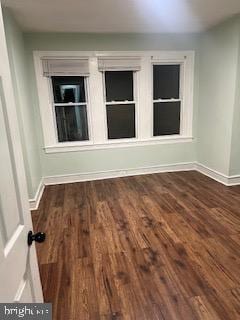 empty room with dark hardwood / wood-style floors