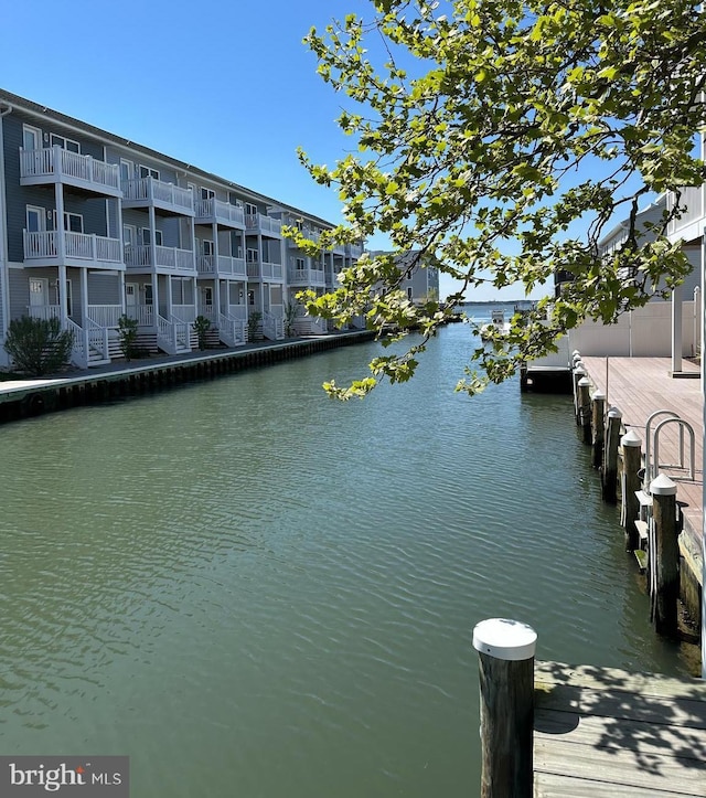 view of dock featuring a water view