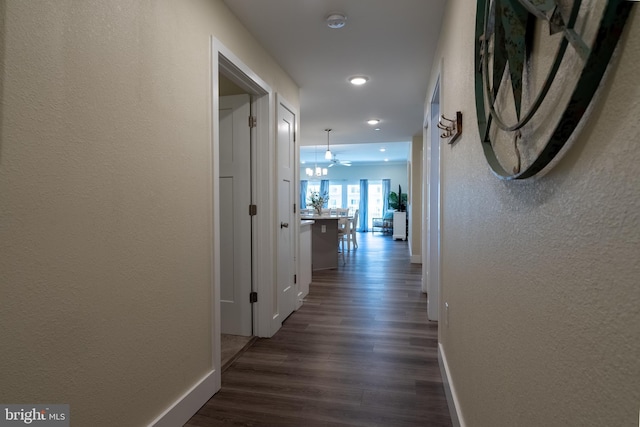 hall featuring dark hardwood / wood-style flooring