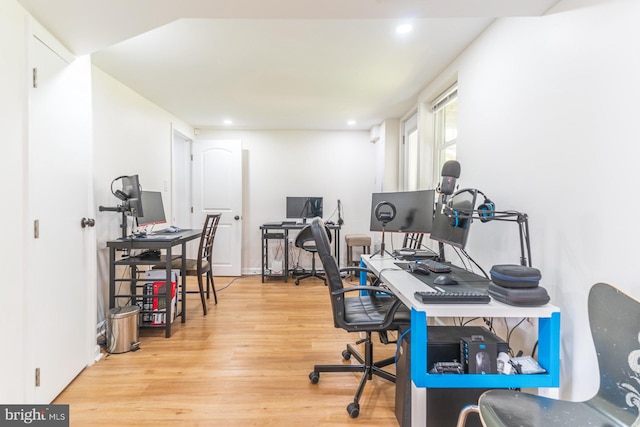 office space featuring hardwood / wood-style floors