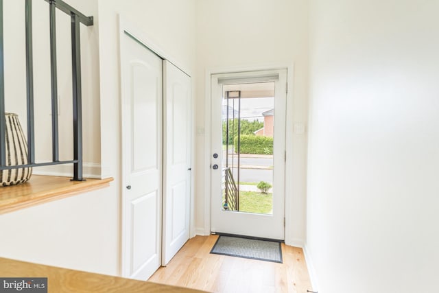 entryway with light hardwood / wood-style flooring