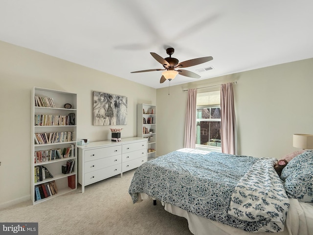 932 Still Pond Dr, Glen Burnie, MD 21060 - bedroom with visible vents, light carpet, and ceiling fan
