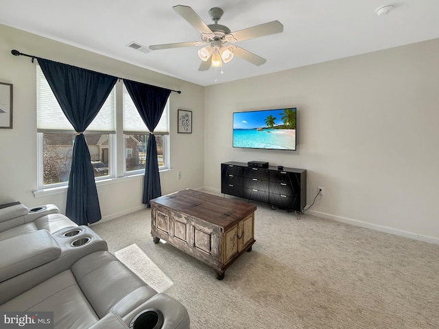 932 Still Pond Dr, Glen Burnie, MD 21060 - living room with visible vents, baseboards, and light colored carpet