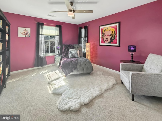 932 Still Pond Dr, Glen Burnie, MD 21060 - bedroom featuring visible vents, carpet flooring, a ceiling fan, and baseboards