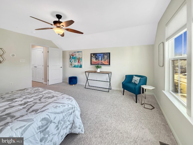 932 Still Pond Dr, Glen Burnie, MD 21060 - bedroom featuring a ceiling fan, vaulted ceiling, carpet, and baseboards