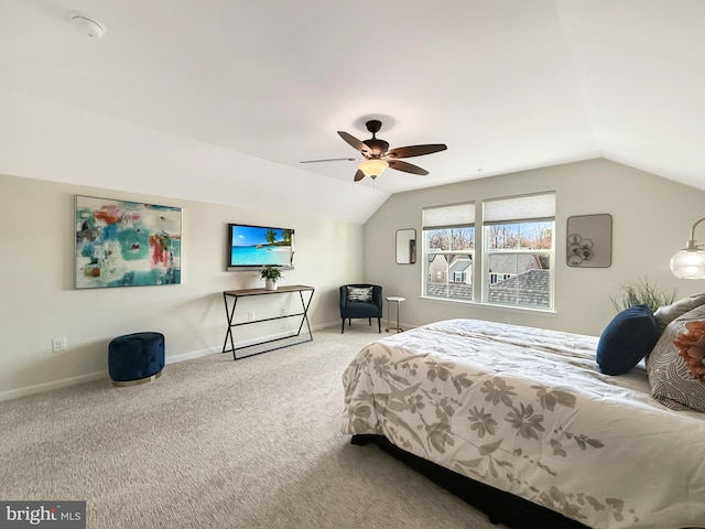 932 Still Pond Dr, Glen Burnie, MD 21060 - bedroom featuring lofted ceiling, carpet flooring, a ceiling fan, and baseboards