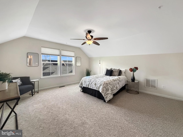 932 Still Pond Dr, Glen Burnie, MD 21060 - bedroom with visible vents, carpet flooring, and lofted ceiling