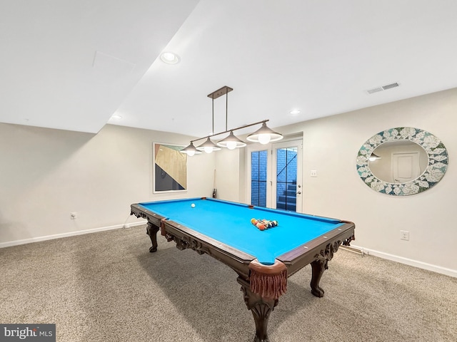 932 Still Pond Dr, Glen Burnie, MD 21060 - playroom with recessed lighting, visible vents, baseboards, and carpet