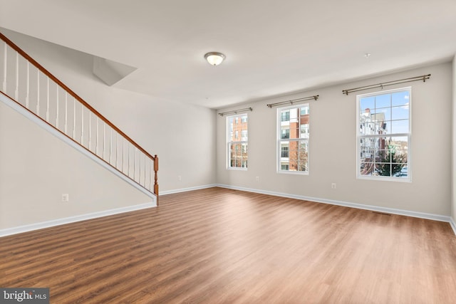 unfurnished living room featuring hardwood / wood-style flooring