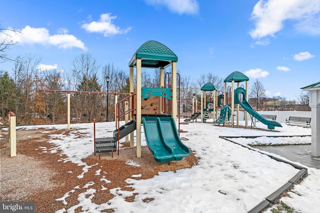 view of snow covered playground