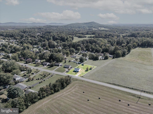 birds eye view of property featuring a mountain view
